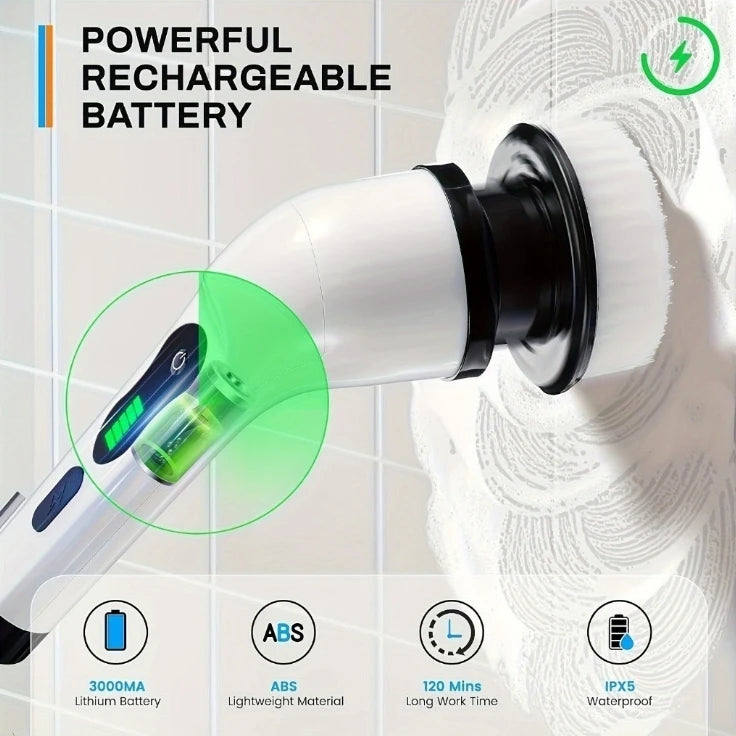 Cordless Electric - Escova de Limpeza Turbo Elétrica Sem Fio, Multifuncional, (9 em 1)