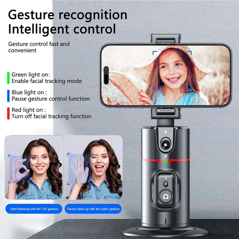 Face Tracking  - Suporte de telefone com rotação automática de 360 graus,