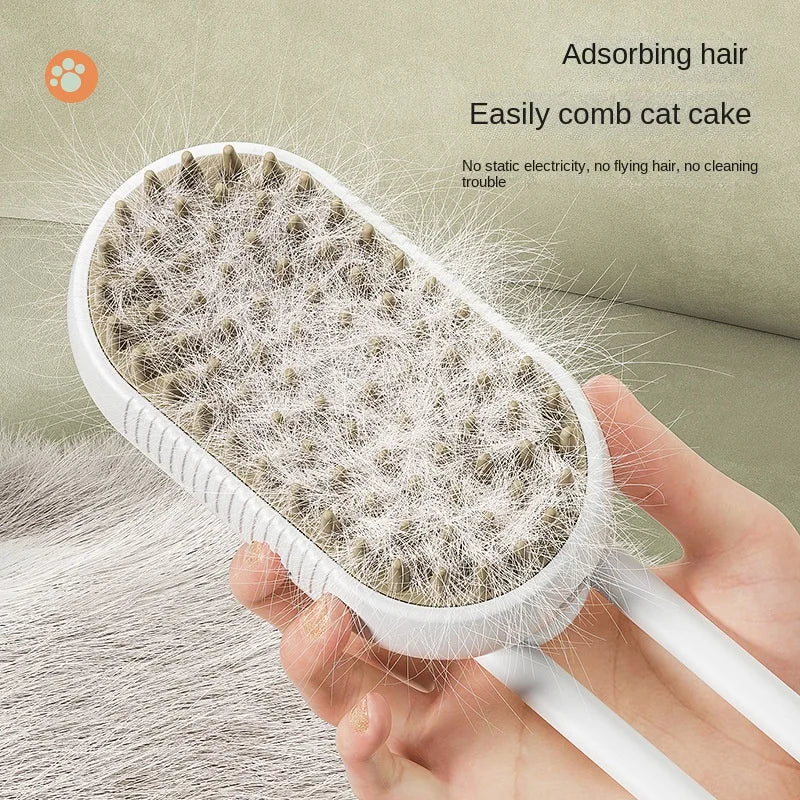 Steam Brush - Escova de Vapor Para Cães e Gatos, Escova Elétrica 3 em 1 (Massagea, Pentea e Remove Pêlos)