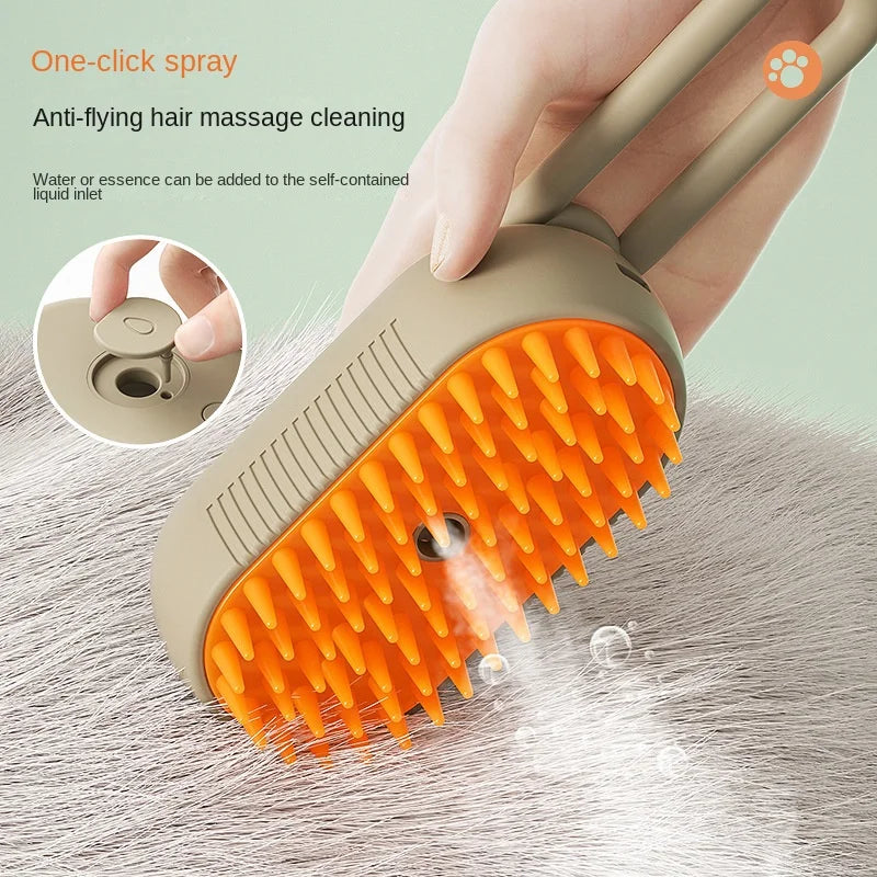 Steam Brush - Escova de Vapor Para Cães e Gatos, Escova Elétrica 3 em 1 (Massagea, Pentea e Remove Pêlos)