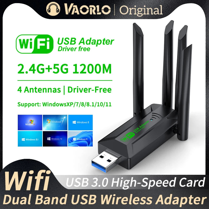 Adaptador usb wi-fi de 1200mbps banda dupla 2.4g + 5ghz  802.11ac usb3.0